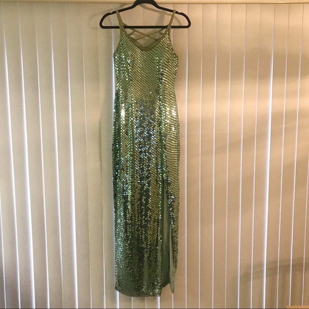 Vintage Seafoam Sequin Gown